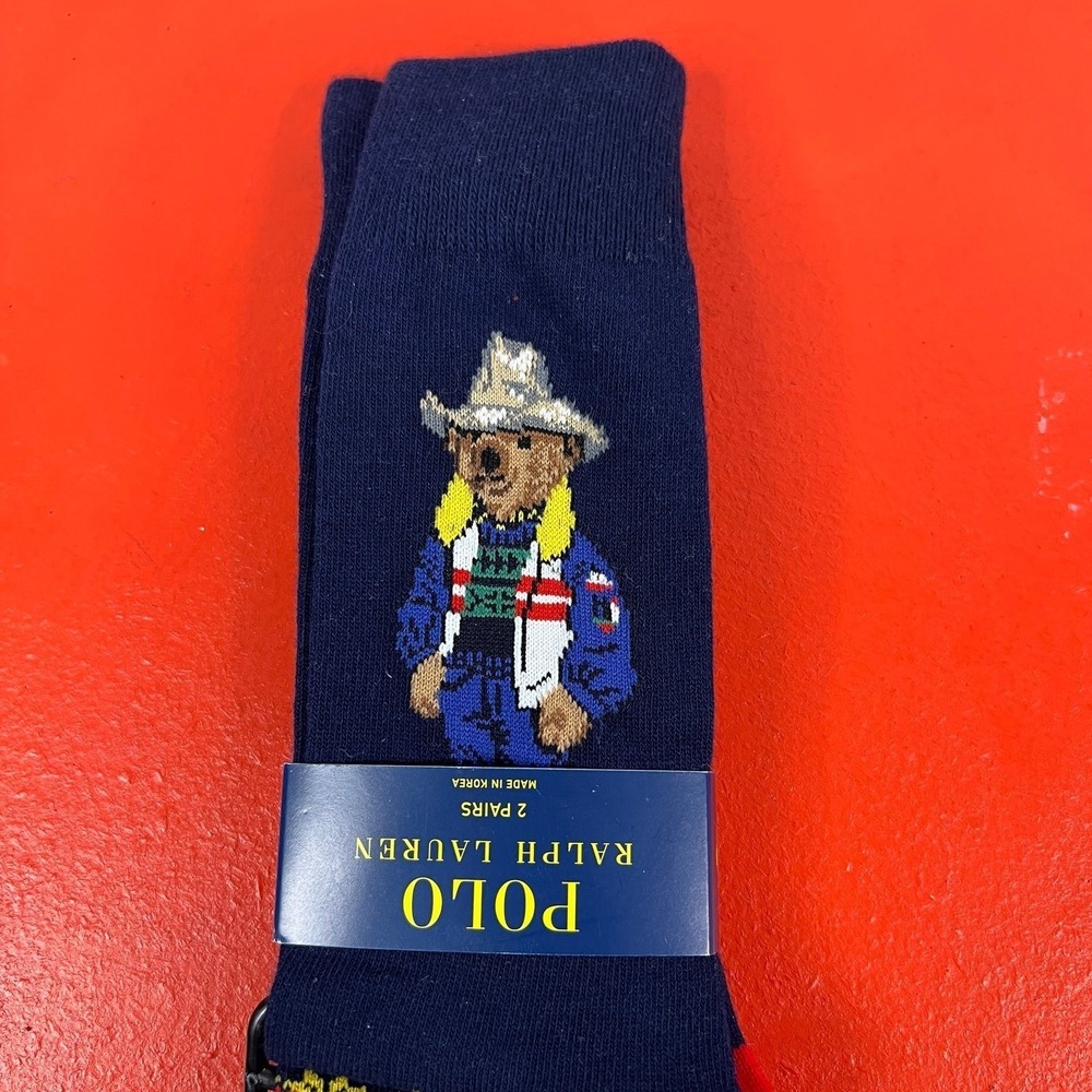 NEW RARE Polo Ralph Lauren Country Polo Bear Dress Socks (2-Pack)